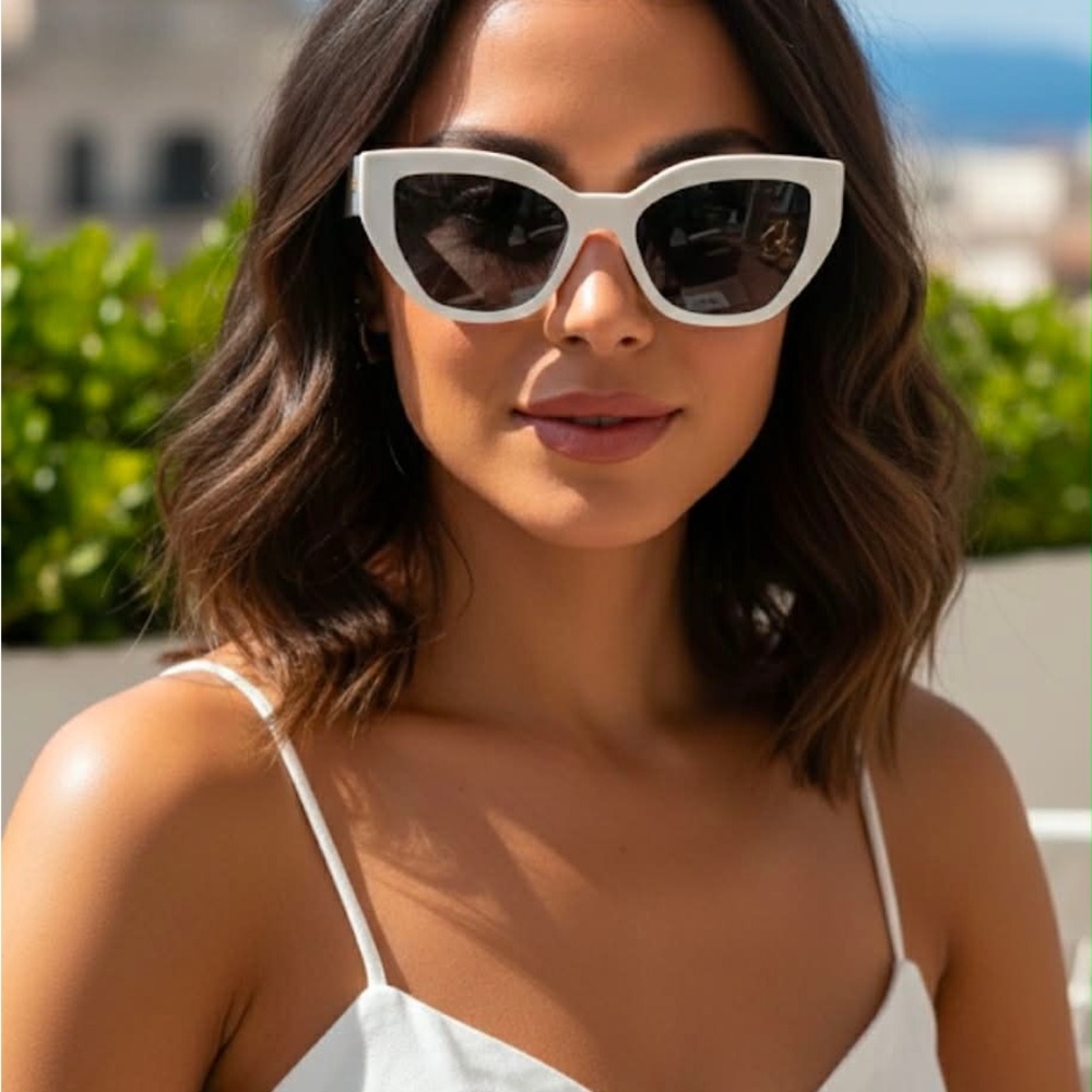 Elegant White Cat-Eye Sunglasses